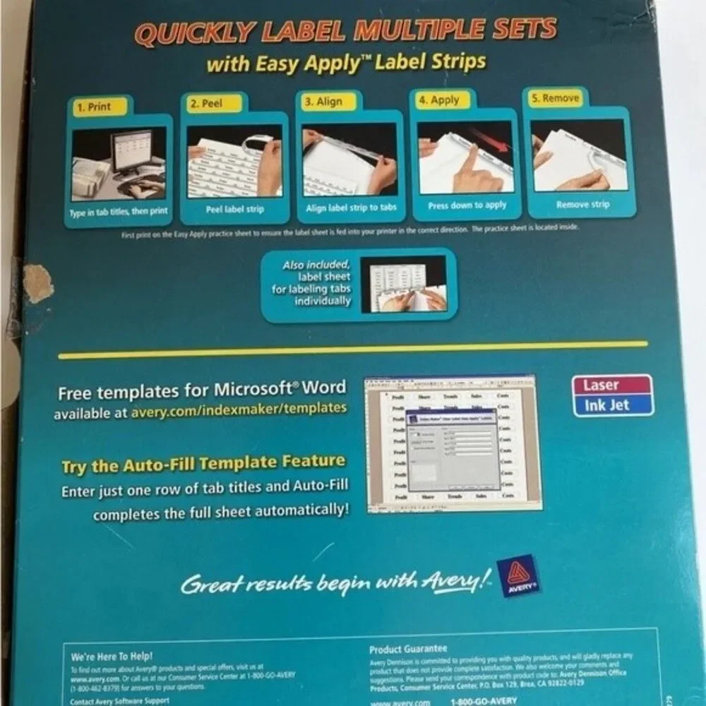 Avery Dennison Ave-11447 Index Maker Clear Label Divider - 8 X Tab Blank